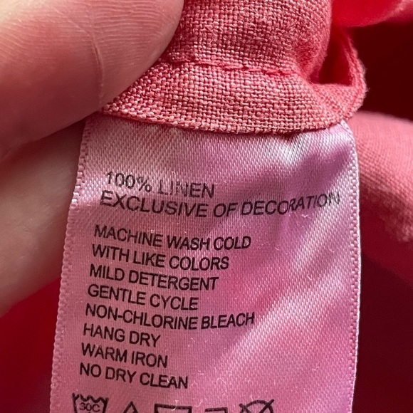Tommy Bahama 100% Linen Tunic Embroidered V-Neck Salmon Size Small Petite - Picture 9 of 11